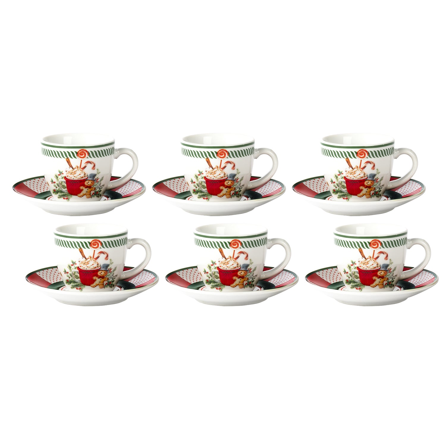 VESTIAMO CASA GRAN NATALE - Servizio da caffè 12 Pezzi in Porcellana Sweet Ginger Christmas